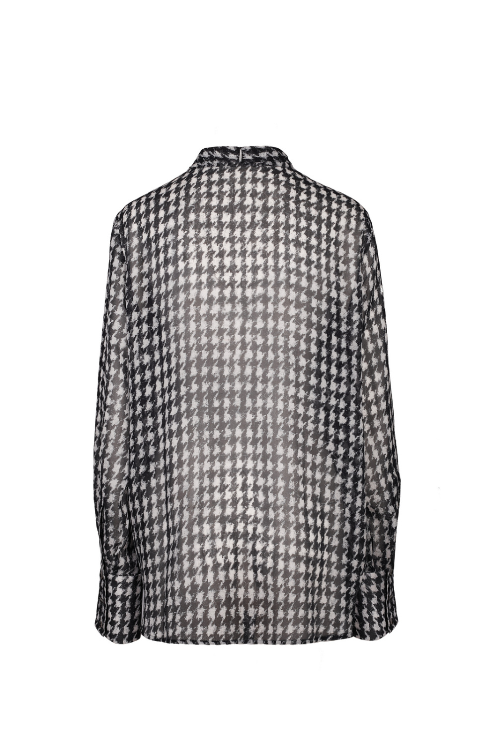 Прозрачная блуза с принтом гусиная лапка 