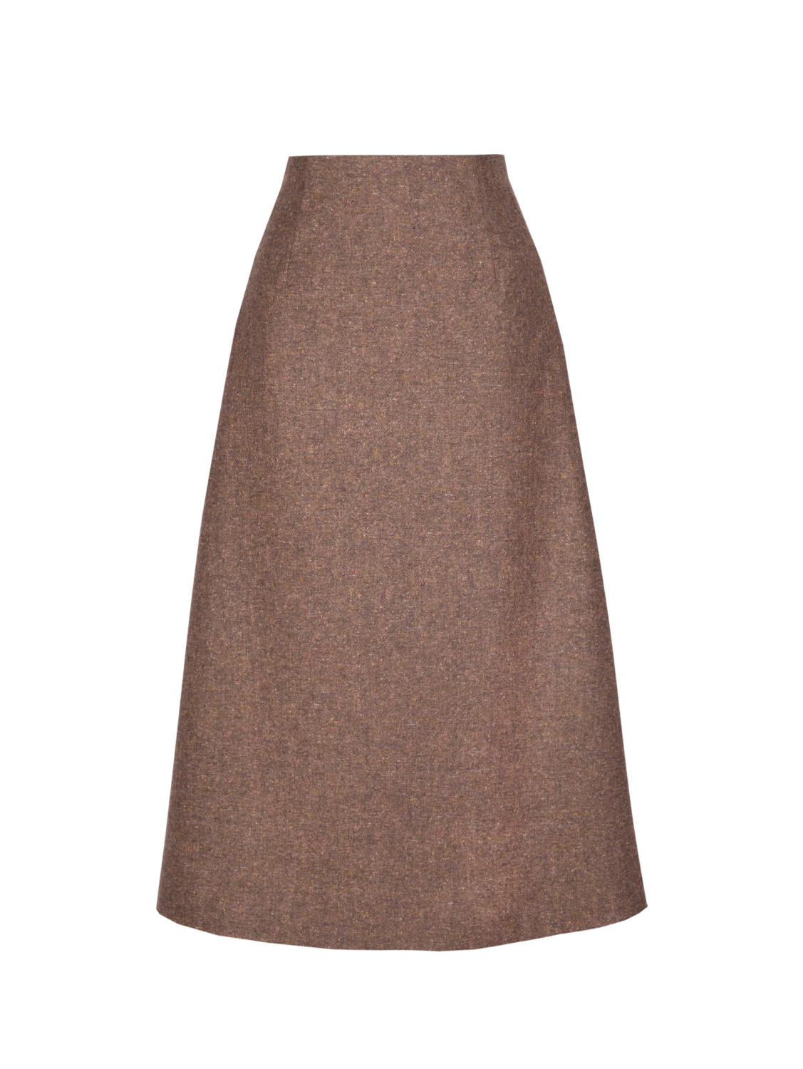 Твидовая юбка с завышенной талией коричневого цвета